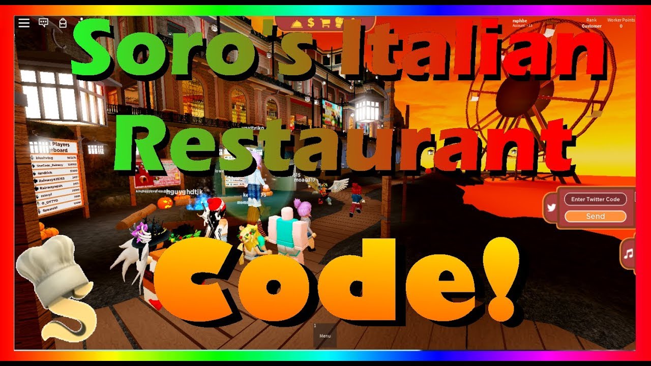 Code Soro S Italian Restaurant New Code 2019 Roblox Italian Food - roblox good restaurants games