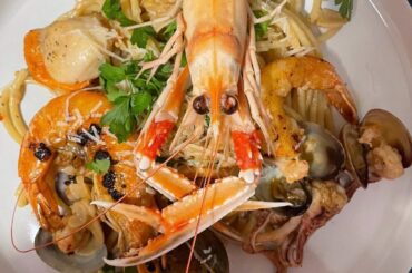 Seafood bucatini for a decadent Friday night in